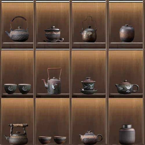 新中式茶室氛围摆件样板间家居博古架茶几茶壶茶杯茶具茶叶罐装饰
