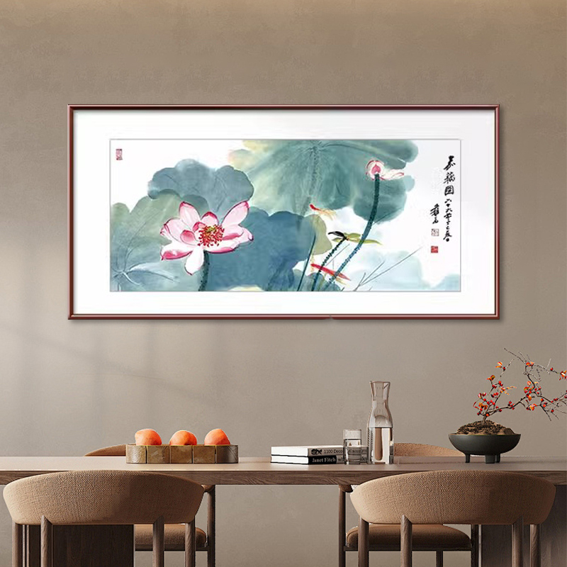 张大千兰花图荷花挂画新中式客厅装饰画书房壁画茶室餐厅水墨国画