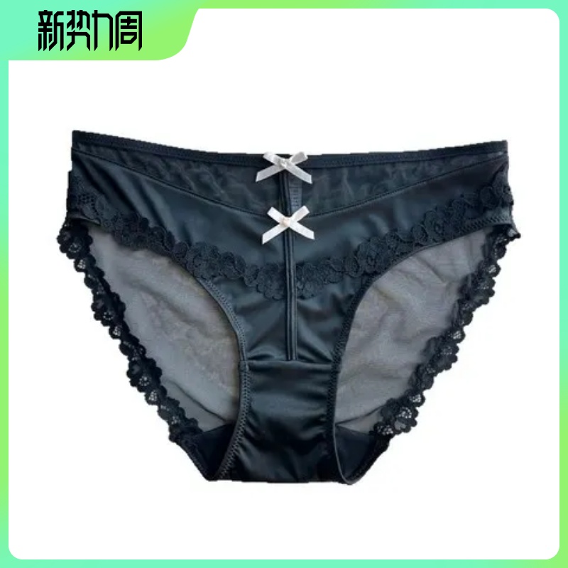 纯透明芭蕾欲性感~诱惑三角裤低腰缎面内裤蝴蝶结蕾丝女丝缎包臀