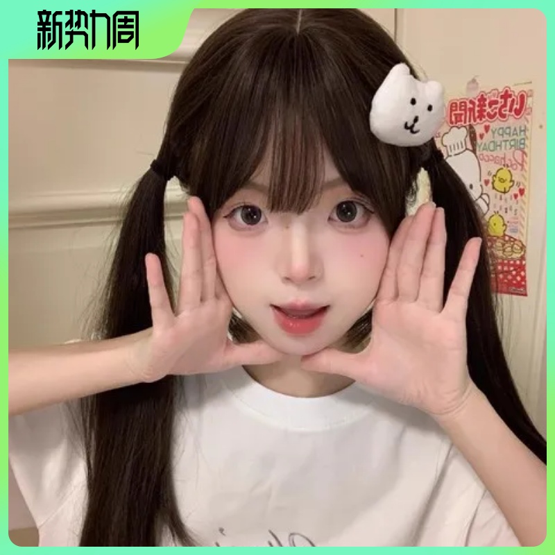 头饰皮筋BB熊可爱可爱风头绳发绳扎马尾毛绒发圈百搭发饰自嘲刘海