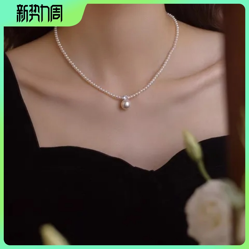 感项链锁骨链新款吊坠女颈链气质珍珠2024闪钻优雅依好小米珠
