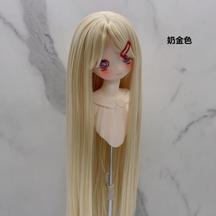 bjd假发软丝刘海3分4分6分sd娃叶罗丽长发黑长直发大卷高温丝发套