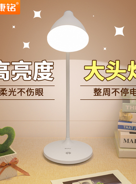 康铭LED台灯护眼书桌学生宿舍可充电学习儿童卧室床头灯充插两用