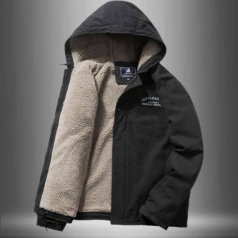 羊羔毛外套男2025新款秋冬季袄子加厚保暖棉衣夹克羔羊绒工装棉服