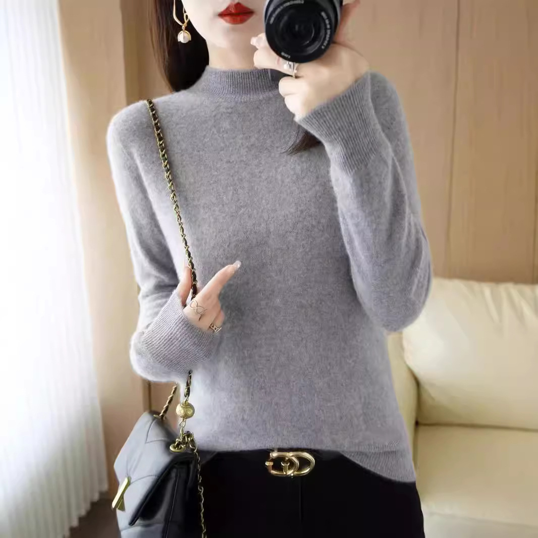 针织衫女半高领长袖套头