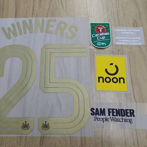 2025联赛杯纽卡斯尔夺冠印号#25 WINNERS Nameset印字