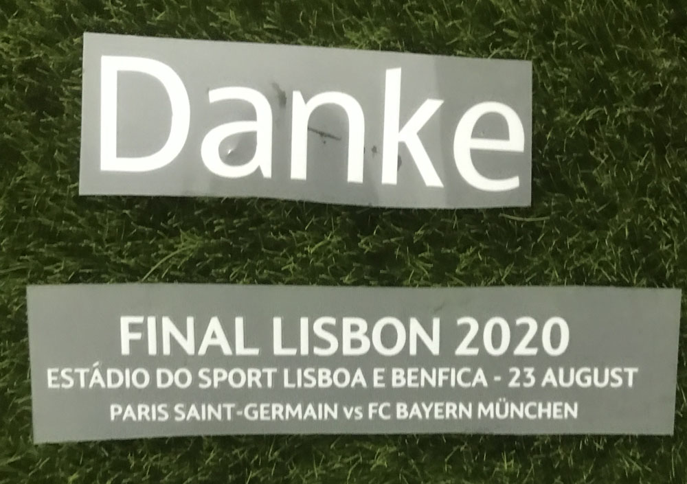 2020欧冠决赛对赛小字Danke感谢臂章安联莱万穆勒科曼印字