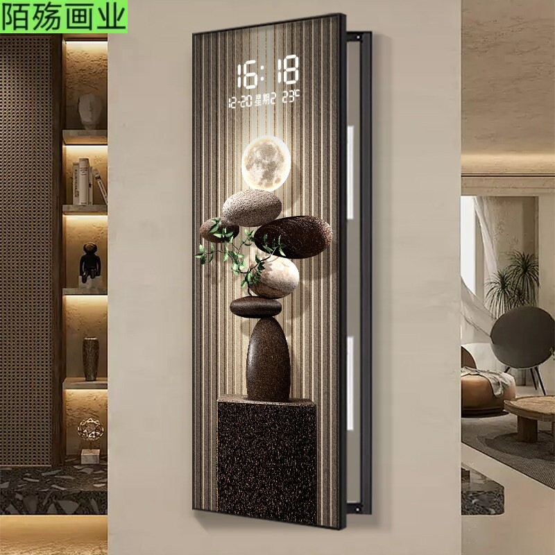 时来运转大尺寸电表箱装饰画电子时钟配电箱网络箱遮挡挂画竖款