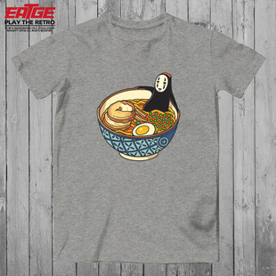 无脸男拉面浴T恤恶搞千与千寻无颜鬼原创原宿风创意潮牌纯棉体恤