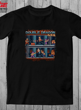 双截龙T恤FC红白机游戏NES怀旧Double Dragon电竞潮牌宽松黑体恤