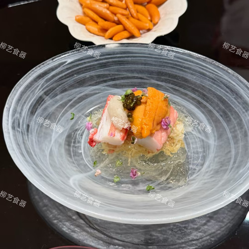 omakase日本怀石板前料理玻璃餐具草帽水果沙拉碗刺身甜品拼盘子