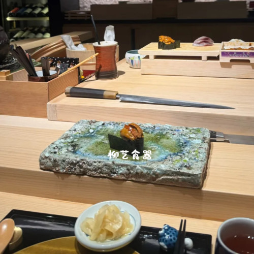 omakase日本怀石板前料理陶瓷餐具长方手工寿司刺身平板烧鸟盘子