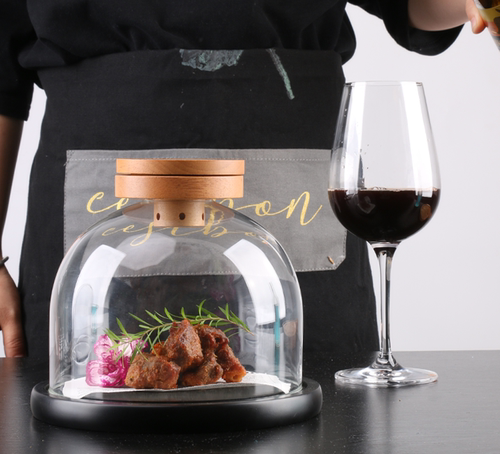 酒店美食增香透明玻璃烟熏餐罩特色意境菜分子料理耐冷热玻璃餐具
