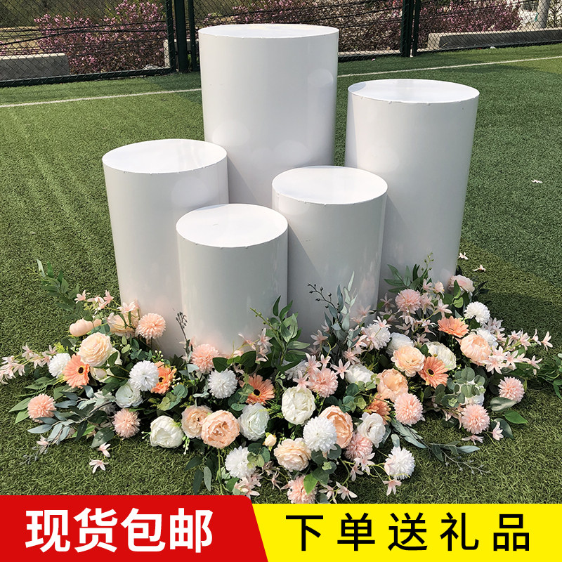 婚庆道具铁艺圆柱体甜品台婚礼迎宾区 婚纱摄影酒店橱窗装饰摆件