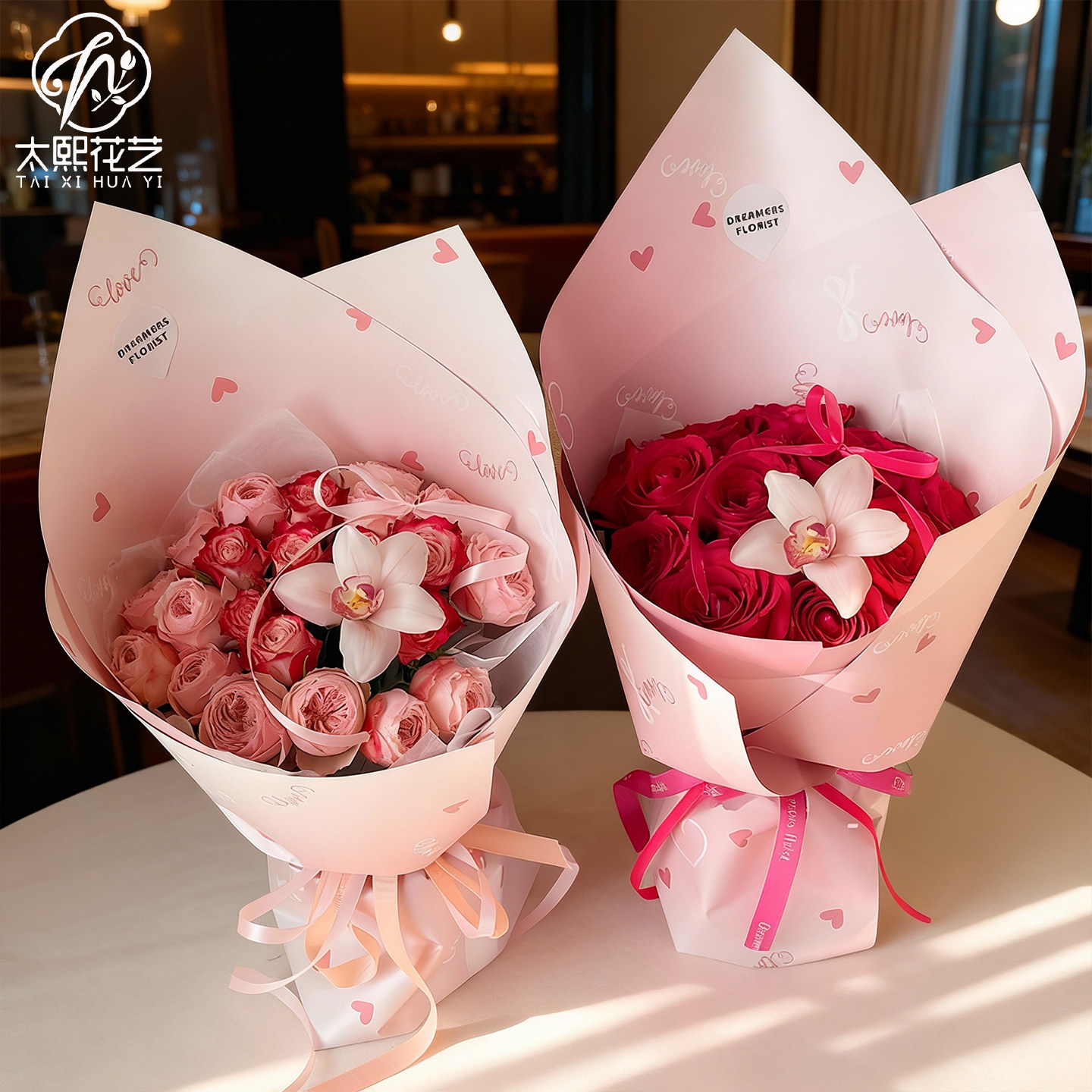 情人节爱心告白气球包装纸花店玫瑰花束diy材料鲜花艺礼物包花纸