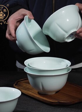 昌南景德镇6英寸面碗家用高档精致影青陶瓷吃面碗个人专用高级感