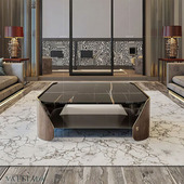 意式 创意实木茶桌 茶几轻奢高级感大理石客厅家用现代高端设计师款