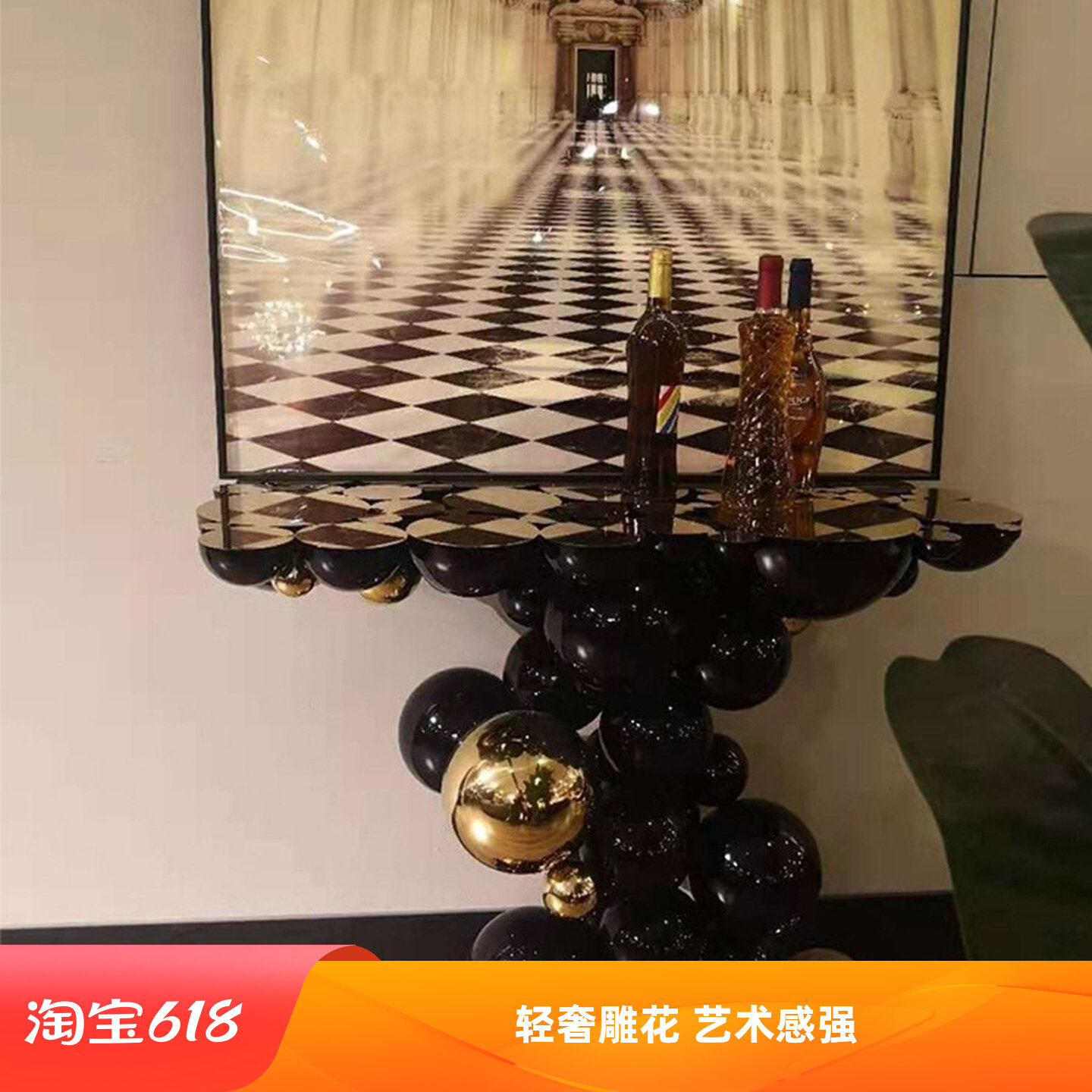 ZYCY轻奢气泡不锈钢玄关桌艺术图片