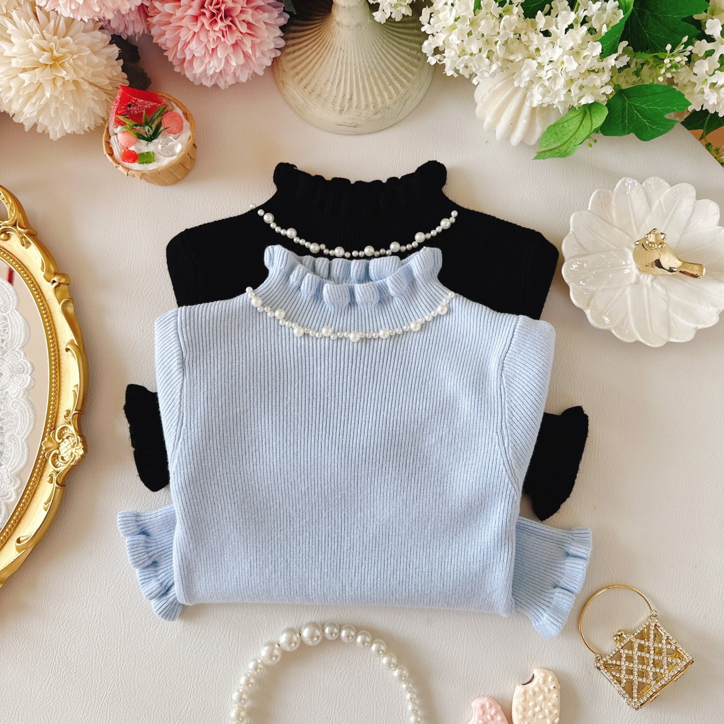 女童花边领修身打底毛衣秋冬女宝高弹针织衫小女孩内搭打底衫上衣,童装/婴儿装/亲子装,毛衣/针织衫,淘宝优惠券,粉丝福利购,淘宝优惠卷