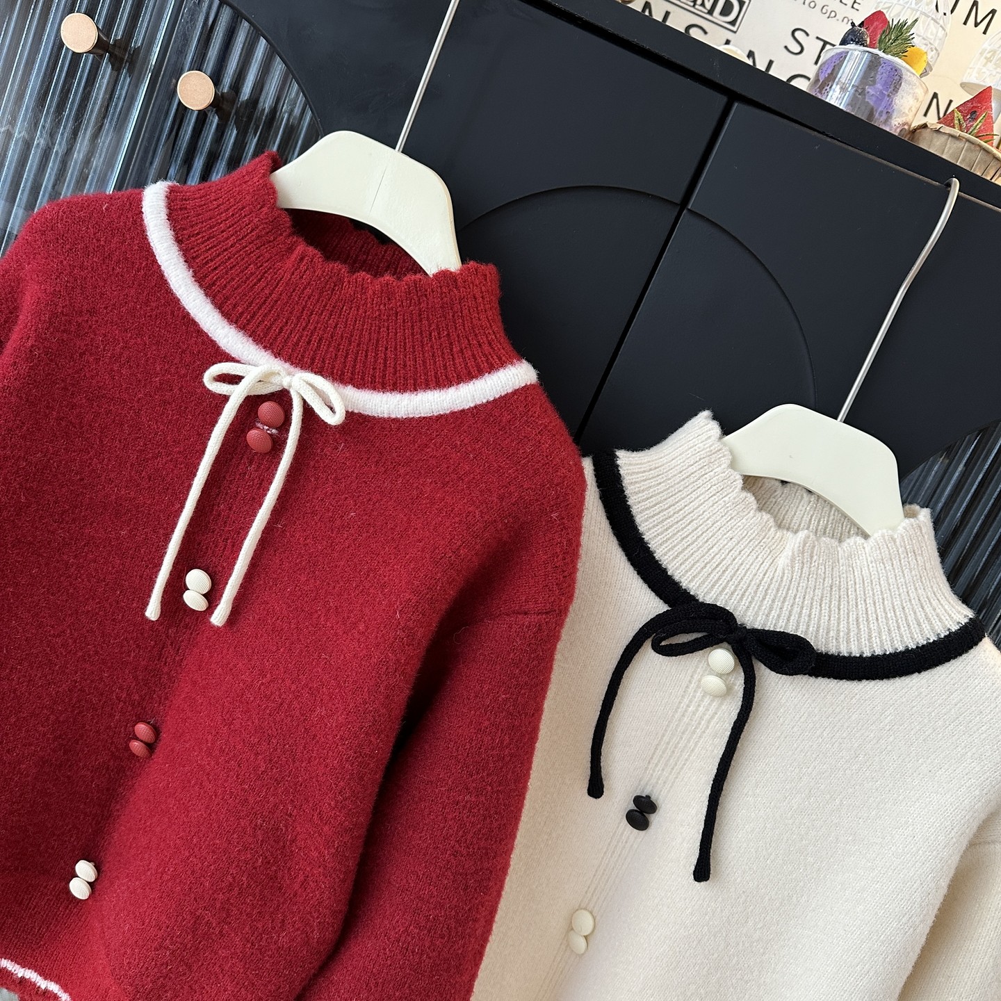 女童学院风毛衣一体绒新款女宝蝴蝶结针织衫冬小女孩上衣开衫套头,童装/婴儿装/亲子装,毛衣/针织衫,淘宝优惠券,粉丝福利购,淘宝优惠卷