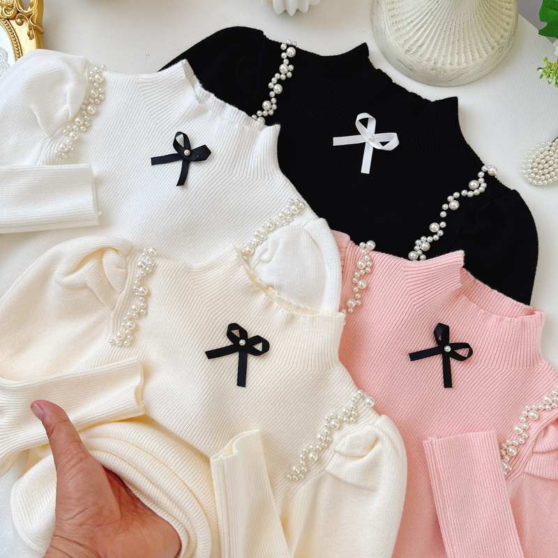 针织毛衣打底衫女童高弹甜美