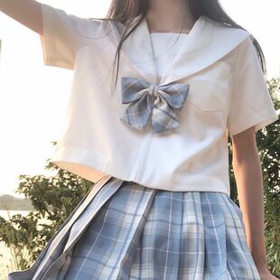 短袖jk上衣衬衫学生基础制服水手服宽松关东札幌关西襟夏季白衬衣