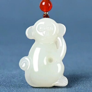 萌宠和田玉猴子十二生肖吊坠男女本命年玉石卡通项链宝宝玉坠挂件