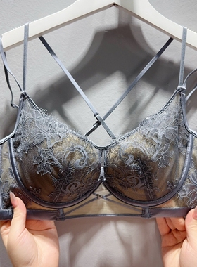正版特价 美背式细肩带B罩薄杯 大胸显小防下垂托胸聚拢性感986