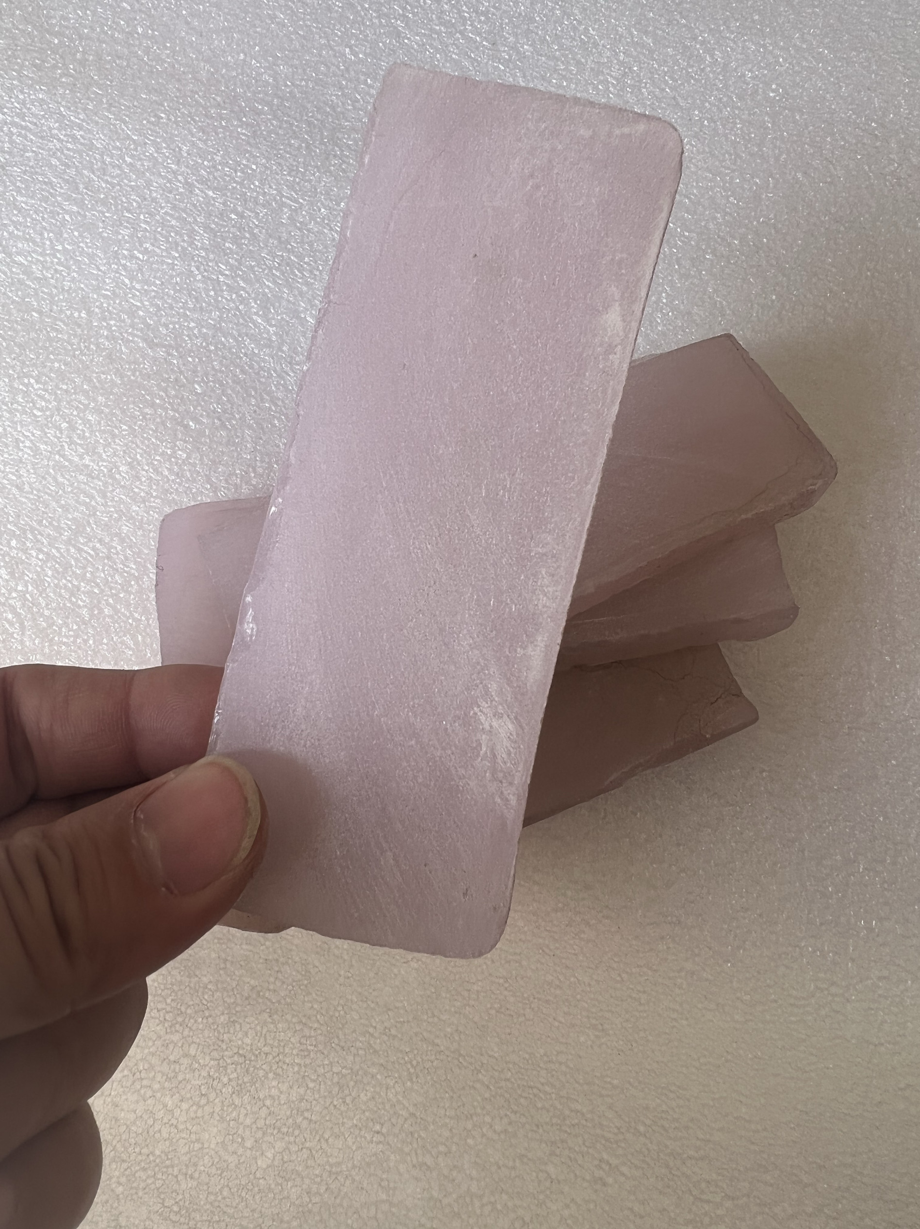 粉蛋白石长条片板料石刀料匕首短粉色石器远古料可加工定制定做