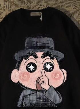 学生潮牌青少年男款新款夏季大码短袖体恤inst恤宽松上衣五分