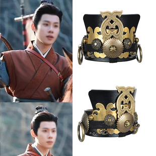 影视剧同款庄支行公子发饰古风复古皮质头冠男束发古铜纯手工发冠