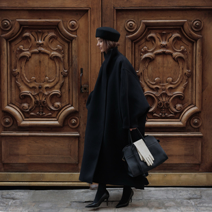 正确版本 100%精仿羊毛 宽宽大大蝙蝠袖立领羊毛呢大衣外套女