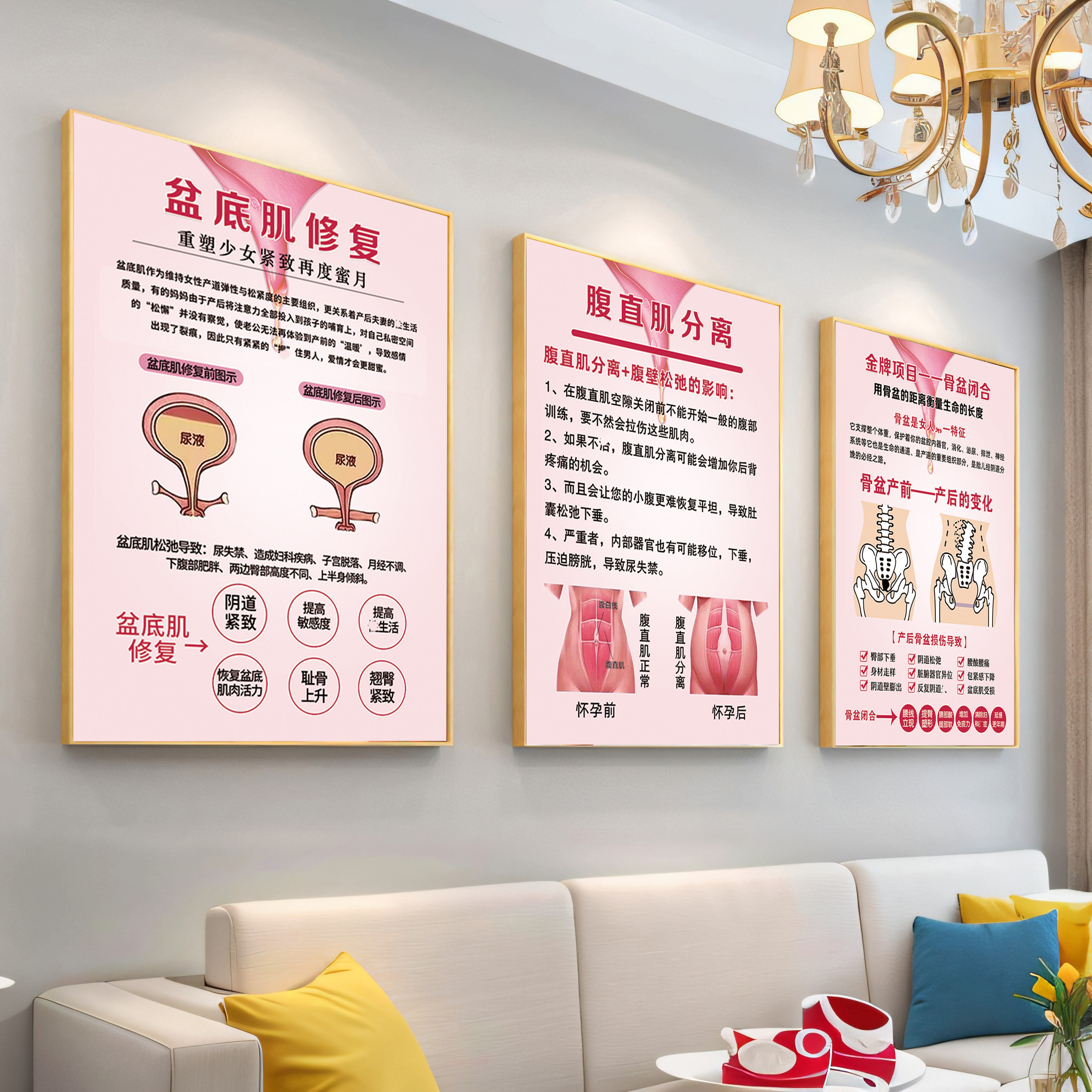 产后修复海报盆底肌宣传画产科广告骨盆恢复图片产康月子中心挂画