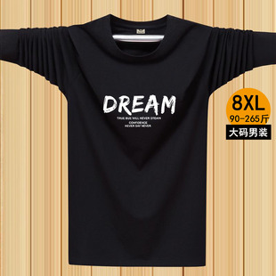 加肥加大码 新款 男t恤肥佬长袖 胖子男装 8xl 宽松休闲运动打底衫 秋季