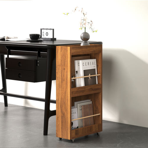 极简侧边柜带轮可移动书柜