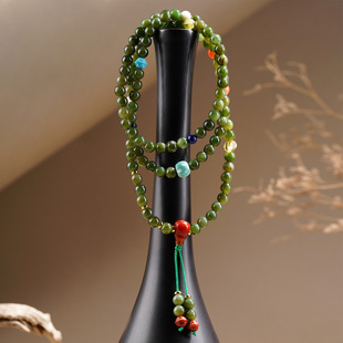 【所求皆所得】天然和田玉道系流珠108颗手链多圈除烦恼念珠手链