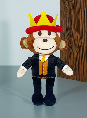 黑猴子毛绒玩具戴红帽子公仔抱枕送给男女孩子儿童小学生礼物新款