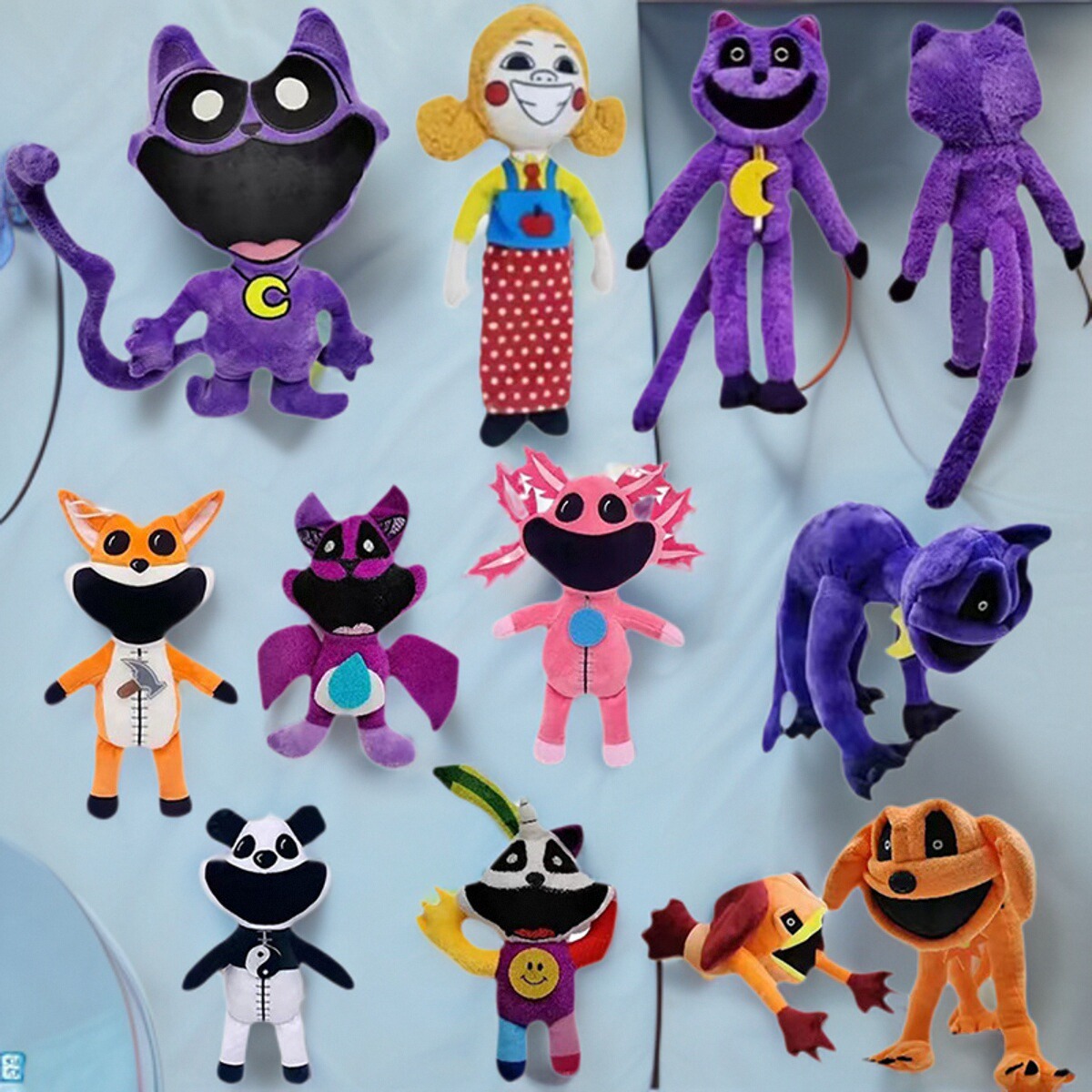 波比玩具微笑动物紫猫长尾猫恐龙