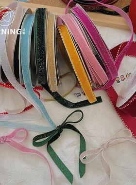 贝影 圣诞爆款银丝丝绒丝带花店手工diy蝴蝶结织带圣诞树装饰配件