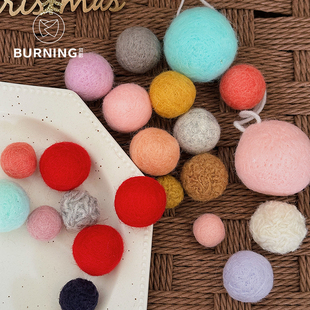 贝影 饰搭配羊毛毡球球2cm3cm花盒花束材料 圣诞小羊毛球圣诞树装