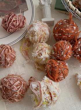 贝影 圣诞节咖色系毛线混球圣诞球彩色流苏挂件圣诞树装饰花艺diy