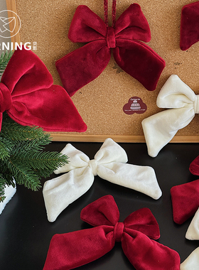 贝影 圣诞新品毛绒蝴蝶结圣诞树装饰场景搭配挂件氛围感diy布置