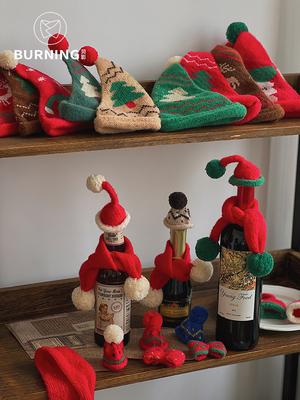 贝影圣诞毛线针织帽树顶毛球帽