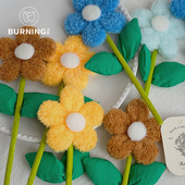 ins风毛绒五瓣花单只甜美仿真花客厅装 贝影 新款 饰花艺插花摆件