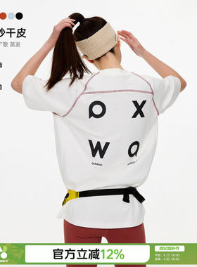 OWOX 速干抗菌哈苏线短袖T恤女夏季圆领宽松休闲情侣装半袖上衣