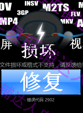 MOVMP4M2TSMKVMTS3GPAVIFLVM4VINSVMXF文件录屏视频损坏修复音频