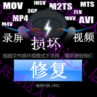 MOVMP4M2TSMKVMTS3GPAVIFLVM4VINSVMXF文件录屏视频损坏修复音频