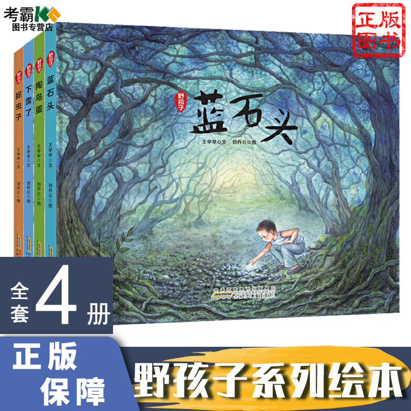 全4册野孩子绘本掏鸟蛋 蓝石头 下雪了 捉虫子3-6岁儿童绘本幼儿园