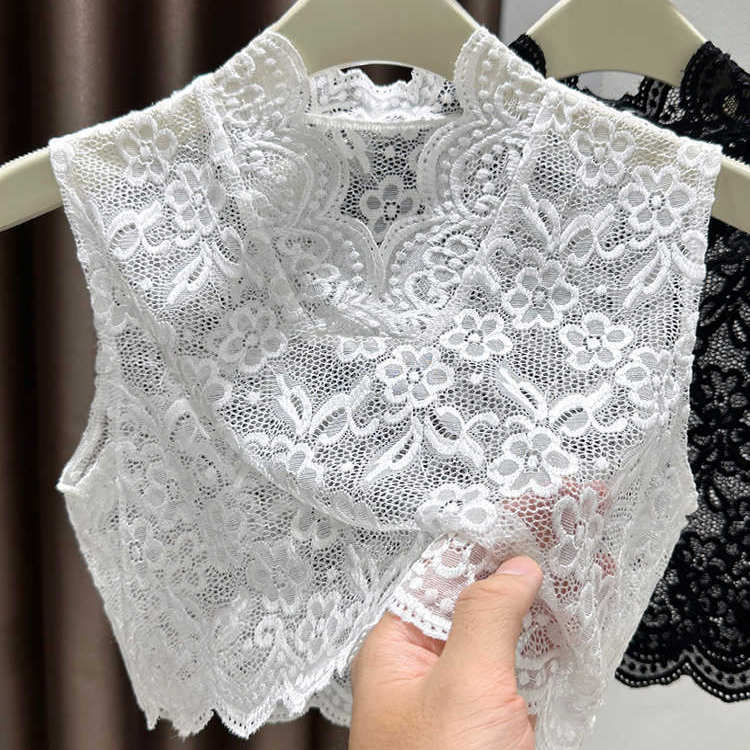 软糯立体花纹蕾丝假领子百搭女高档无袖背心毛衣内搭神器秋冬打底