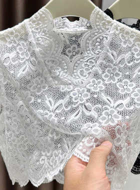 软糯立体花纹蕾丝假领子百搭女高档无袖背心毛衣内搭神器秋冬打底